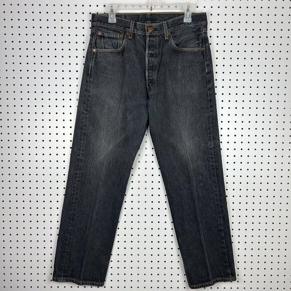 Levi's 501 Original Black Jeans Size 32x30 Straight Leg Skate Y2K Button Fly - Picture 4 of 9